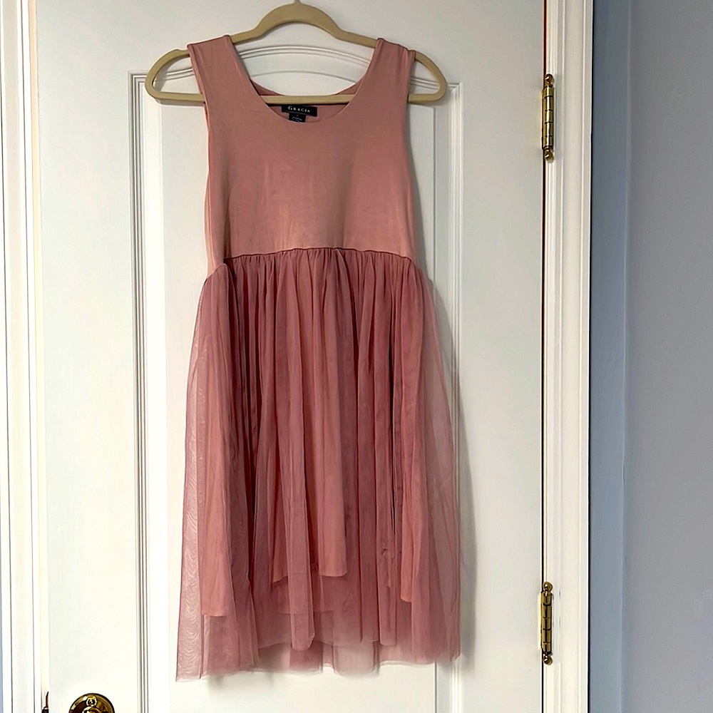 Dusty rose tulle dress